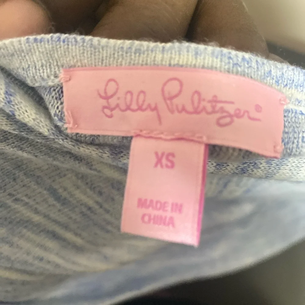 Lilly Pulitzer Size XS Jupiter Dress Lapis Blue Kangaro Pocket Wool Cotton Blend - Picture 13 of 14